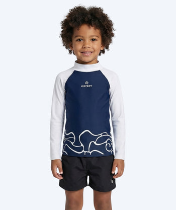 Watery UV tröja för barn - Chilton Långärmad Rashguard - Mörkblå/vit