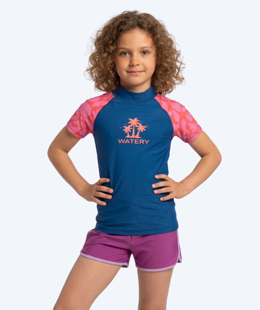 Watery UV tröja för barn - Osiris Kortärmad Rashguard - Rosa/mörkblå