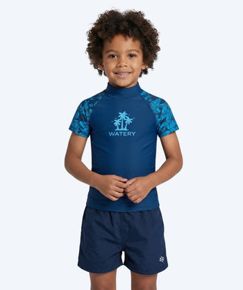 Watery UV tröja för barn - Katsu Kortärmad Rashguard - Blå/mörkblå