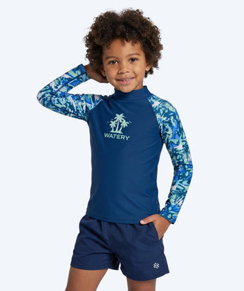 Watery UV tröja för barn - Katsu Långärmad Rashguard - Ljusblå/mörkblå