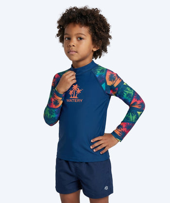 Watery UV tröja för barn - Katsu Långärmad Rashguard - Multifärgad/mörkblå