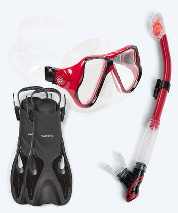 Watery snorkelset för vuxna - Fisher/Hudson - Röd
