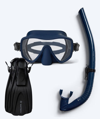 Watery snorkelset för vuxna (från 15 år) - Coast/Skipper - Mörkblå/svart