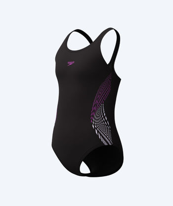Speedo baddräkt för flickor - Placement Muscleback - Svart/rosa