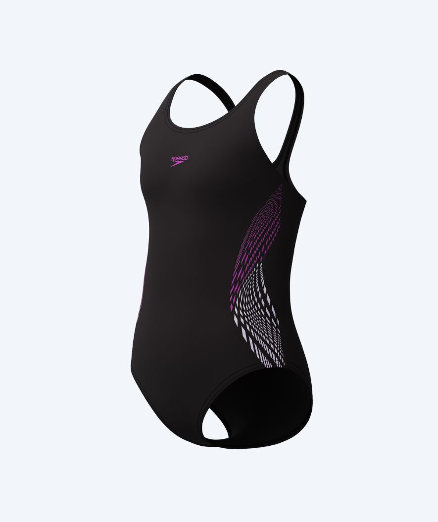 Speedo baddräkt för flickor - Placement Muscleback - Svart/rosa