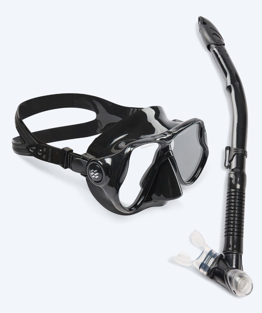 Watery Combo snorkelset för vuxna - Hudson Semi-Dry - Svart