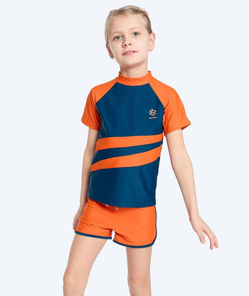 Watery UV tröja för barn - Manami Kortärmad Rashguard - Orange/blå