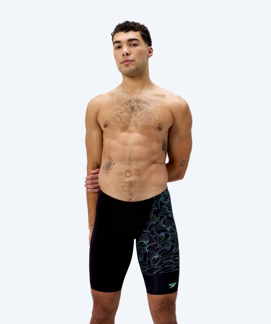 Speedo långa badbyxor för herr - Hyperboom V-Cut - Svart/grön