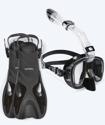 Watery snorkelset för vuxna - Fisher/Pearl - Svart