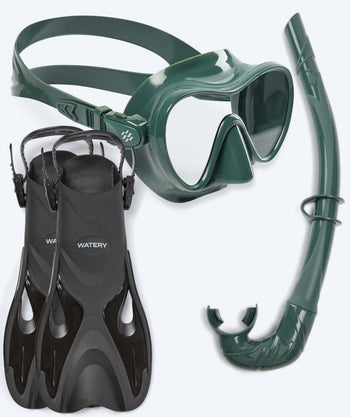 Watery snorkelset för vuxna - Fisher/Cliff - Mörkgrön