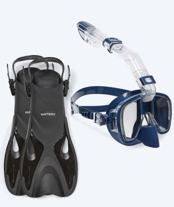Watery snorkelset för vuxna - Fisher/Pearl - Mörkblå