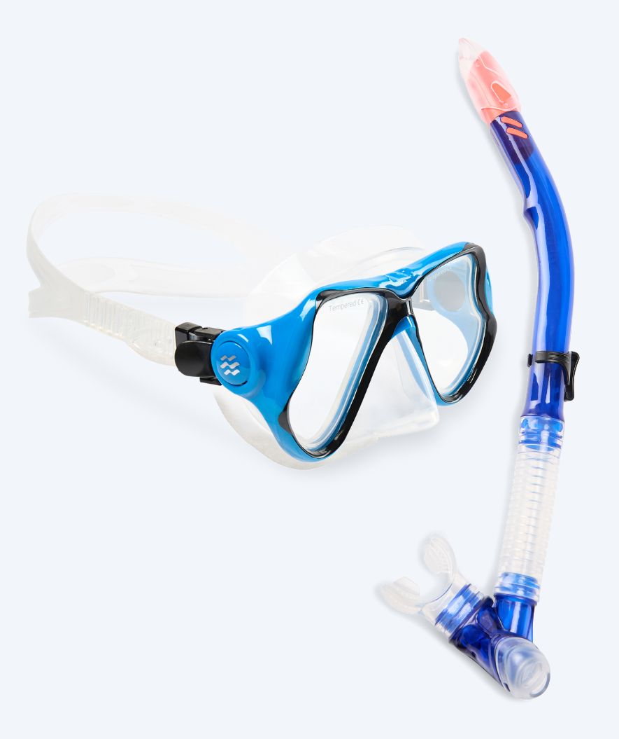Watery Combo snorkelset för vuxna - Hudson Semi-Dry - Blå