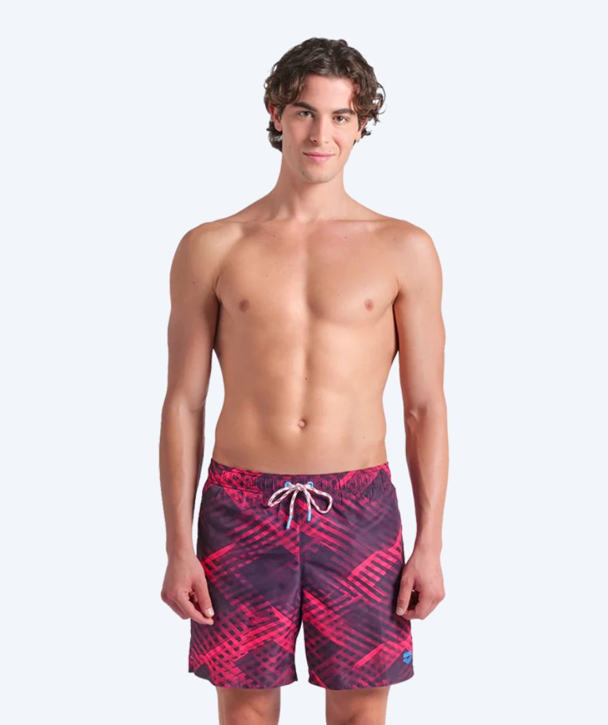 Arena badshorts för herr - Water Prints - Ljusrosa