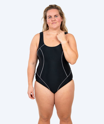 Watery baddräkt i plus size för dam - Tamaya U-Back - Svart/Vit