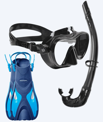 Watery snorkelset för vuxna - Fisher/Cliff - Blå/svart