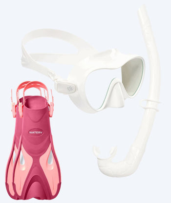 Watery snorkelset för vuxna - Fisher/Cliff - Rosa/vit