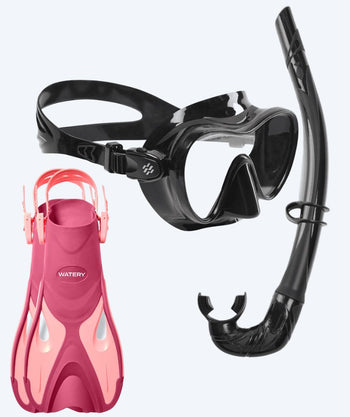Watery snorkelset för vuxna - Fisher/Cliff - Rosa/svart