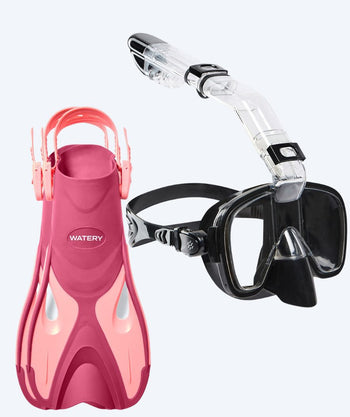 Watery snorkelset för barn - Fisher/Pearl - Rosa/svart