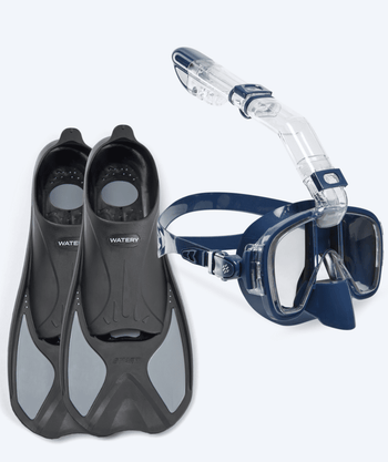 Watery snorkelset för vuxna - Pike/Pearl - Mörkblå