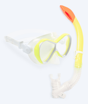 Watery Combo snorkelset för barn - Triton Semi-dry - Gul