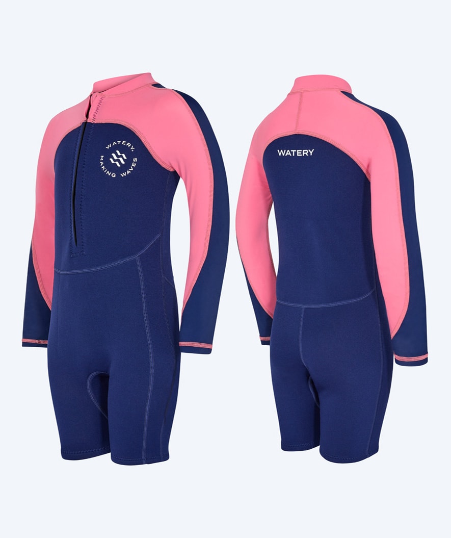 Watery UV våtdräkt för barn - Calypso Långärmad - Rosa