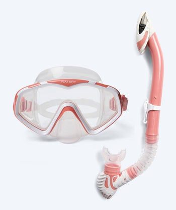 Watery Combo snorkelset för vuxna (från 15 år) - Leach Pro - Vit/ljusrosa