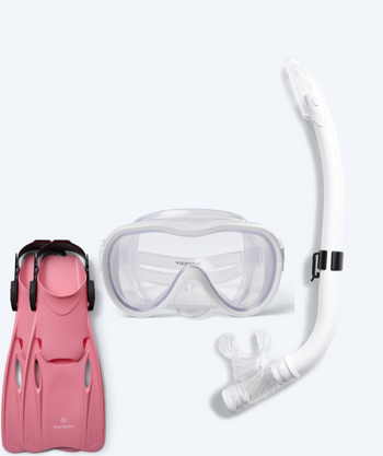 Watery snorkelset för junior (8-15) - Odine/Fleetwood - Vit/ljusrosa