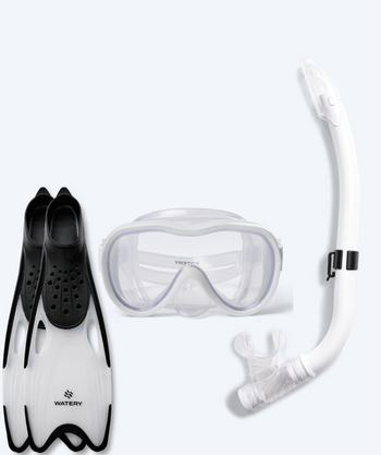 Watery snorkelset för junior (8-15) - Odine/Rilian - Vit/svart