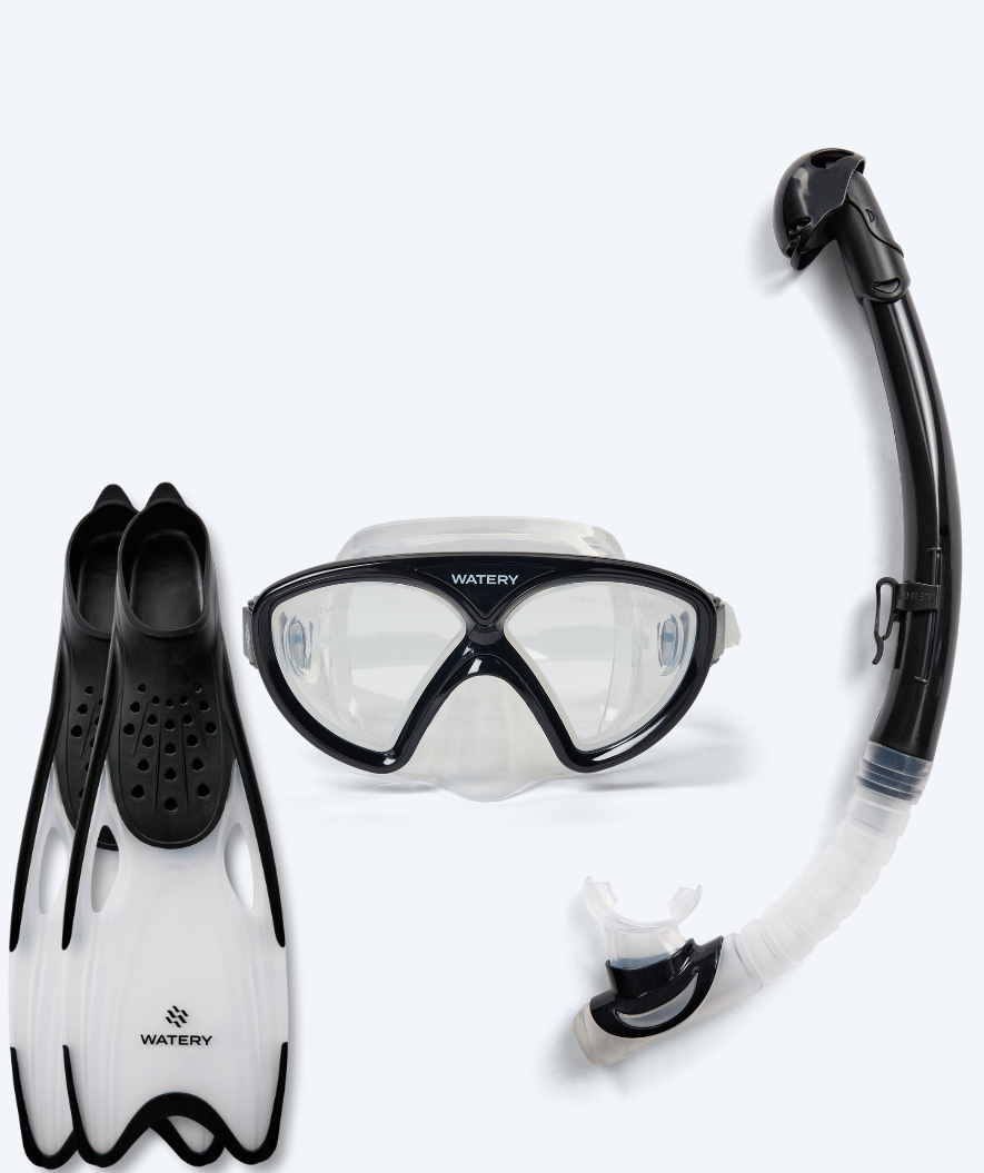 Watery snorkelset för junior (8-15) - Ohio/Rilian - Svart/svart