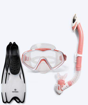 Watery snorkelset för vuxna (från 15 år) - Leach/Rilian - Ljusrosa/svart