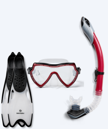Watery snorkelset för vuxna (från 15 år) - Nebula/Rilian - Röd/svart