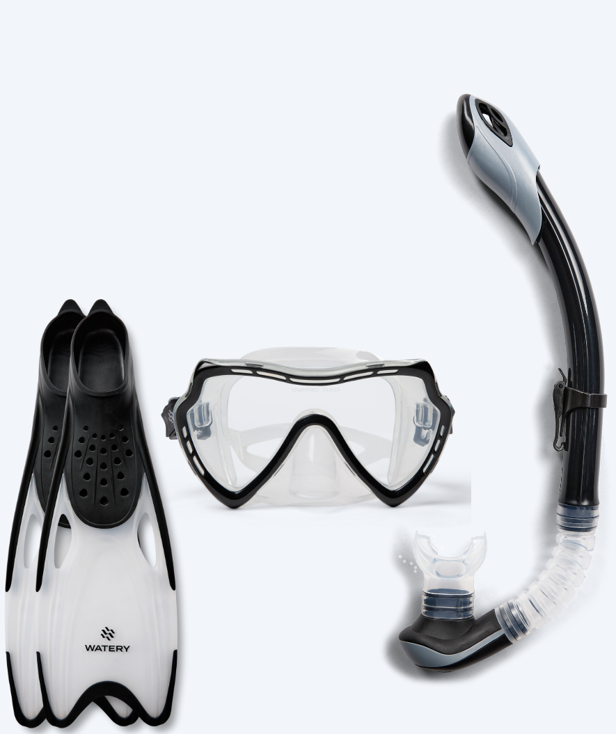 Watery snorkelset för vuxna (från 15 år) - Nebula/Rilian - Svart/svart