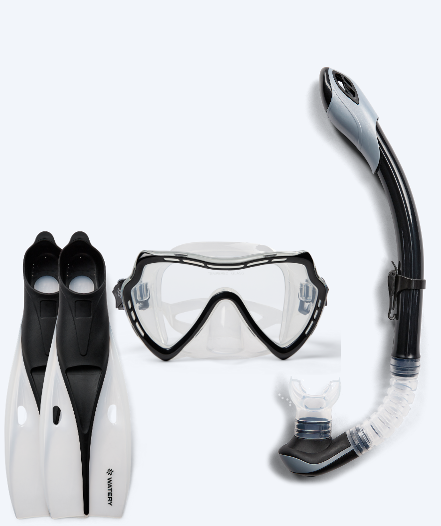Watery snorkelset för vuxna (från 15 år) - Nebula/Breeve - Svart