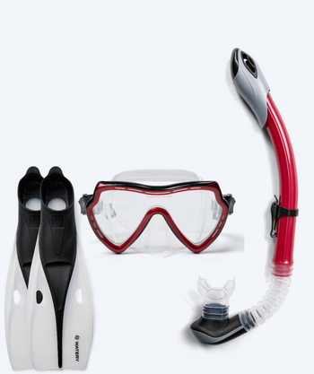 Watery snorkelset för vuxna (från 15 år) - Nebula/Breeve - Svart/röd