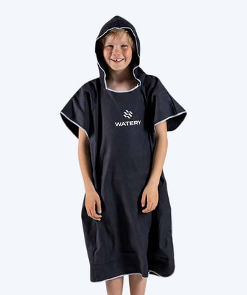 Watery badponcho för junior (6-15) - Mikrofiber - Svart